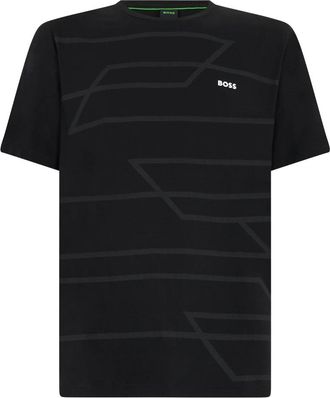 HUGO BOSS T-shirt van katoen-jersey met melangeprint - Heren - T-shirts - Zwart - S - Katoen - Tops