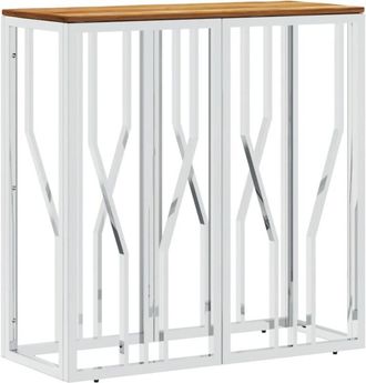 vidaXL Vidaxl - Console Table Silver Stainless Steel and Solid Wood Acacia