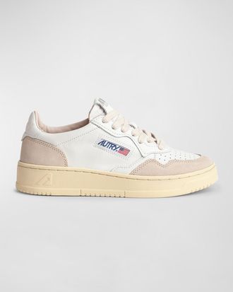 Autry Medalist Low-Top Mixed Leather Sneakers