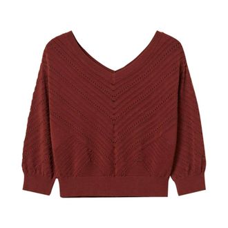 Twin-Set V-neck Knitwear - female - ACTITUDE - V-neck Knitwear - Brown - L - Knitwear
