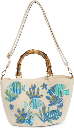 Collection XIIX Beaded Canvas Tote Bag in Light Blue at Nordstrom Rack