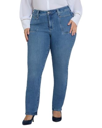 NYDJ Plus Marilyn Bastille Sea Straight Leg Jean