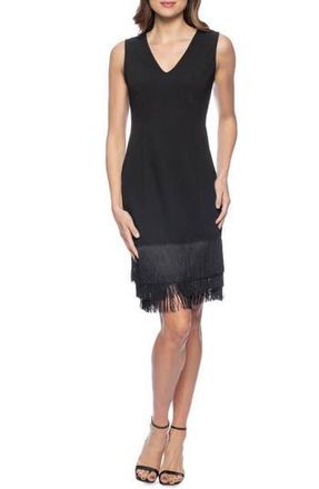 Marina Rossini V-Neck Fringe Sheath Dress in Black at Nordstrom Rack, Size X-Small
