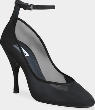 Alaia 100mm Mesh Ankle-Strap Pumps