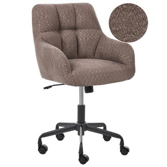 Beliani Silla De Oficina De Boucl&eacute; De Poli&eacute;ster Estructura De Metal Negro Funci&oacute;n Giratoria Ajustable Muebles De Oficina Marr&oacute;n Oscuro Palmdale