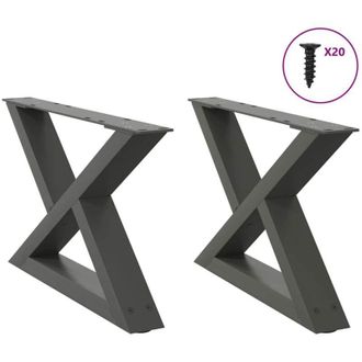 vidaXL Vidaxl - Patas Para Mesa De Centro (2 Unidades), Antracita, 50 X (30-31,3) Cm, Acero