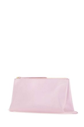 Jil Sander Womens Pastel Pink Leather Medium Clutch Syringa Exterior: Calf