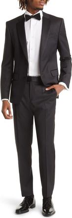 BOSS Huge Slim Fit Black Wool Tuxedo at Nordstrom, Size 36 Regular