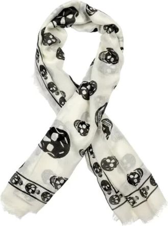 Alexander McQueen Accessoires, Dames, Wit, ONE Size, Zijden sjaal