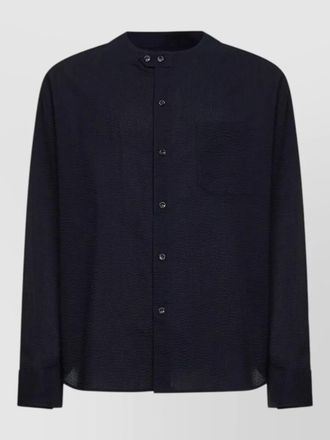 Giorgio Armani silk nylon shirt chest pocket cuffed sleeves