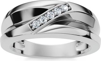 Pompeii3 Mens High Polished White Gold Diamond Anniversary Ring Size Selectable