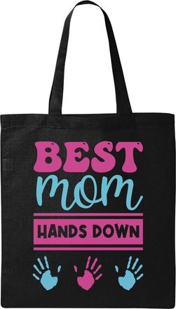 Generic Best Mom Hands Down Natural Ecological Cotton Tote Bag Black