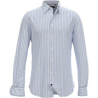 Tommy Hilfiger Smart Casual Verticale Streep Linnen Overhemd - Heren - Casual Overhemden - Blauw - 2XL - Linnen - Overhemden
