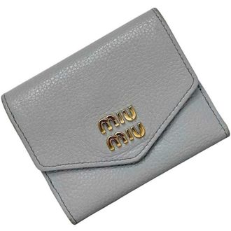 Miu Miu Gray Leather Wallet (Tri-Fold) (Pre-Owned)