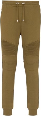 Balmain Logo bedrukte katoenen joggingbroek - Heren - Sweatpants - Groen - L - Katoen - Broeken