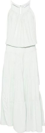 Iro Iro, Kleedjes, Dames, Groen, M, Maxi jurk met ruches, elastische taille en spaghettibandjes