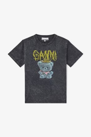 Ganni Black Vintage Wash T-shirt - Size XXS Organic Cotton