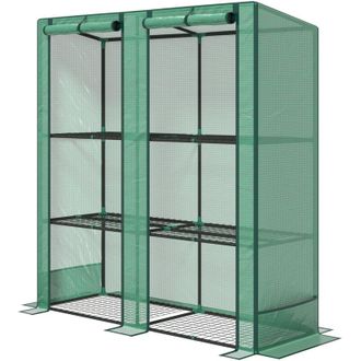 OEM Invernadero De Jard&iacute;n Con Estantes Met&aacute;licos De 3 Niveles, Invernadero Para Balc&oacute;n, Cubierta De Pe, Techo Inclinado, 144 X 48 X 152 Cm, Verde -crezuo