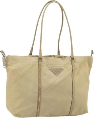 Prada Pre-owned Tote Bags, female, Beige, Size: ONE SIZE Pre-owned Nylon prada-bags