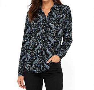 Papillon Womens Floral Paisley Collared Button Front Blouse