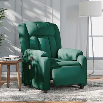vidaXL Vidaxl - Sill&oacute;n Reclinable De Masaje El&eacute;ctrico Tela Verde Oscuro