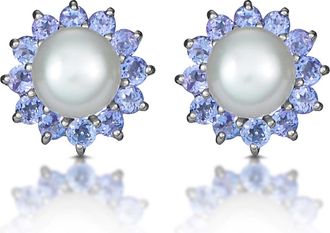 The Diamond Store Tanzanite And Pearl 9K White Gold Earrings