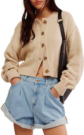 Free People Lila Crop Cardigan in Birch at Nordstrom, Size X-Small