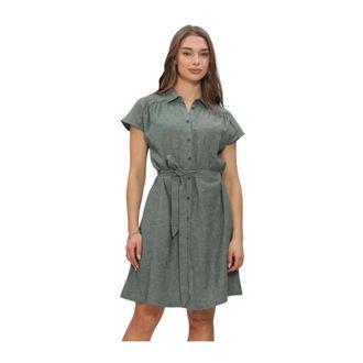 Moss Copenhagen MSCHViana Ginia SS Shirt Dress - Dames - Jurken - Groen - Maat: XL Linnen