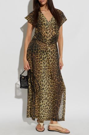 Moschino Beach Dress With Animal Print, Womens, Brown