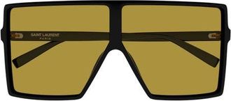 Saint Laurent 68mm Oversize Flat Top Sunglasses in Black at Nordstrom