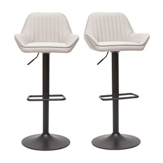 Miliboo Sgabelli da bar regolabili in tessuto beige e metallo nero (set di 2) ronnie