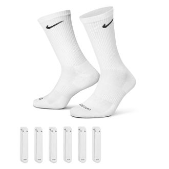 Nike Mens Everyday Plus Cushioned Training Crew Socks (6 Pairs) in White | SX6897-100