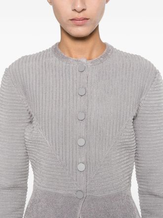 Emporio Armani Womens Buttoned Crewneck Jacket - Grey viscose - Size EU 48 (Womens)
