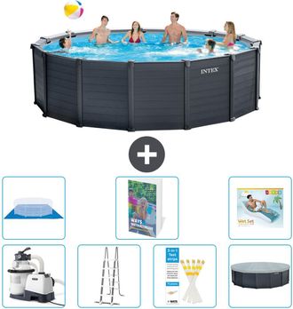 Intex Piscina Graphite Panel Redonda - 478x124 Cm - 8-piezas S670