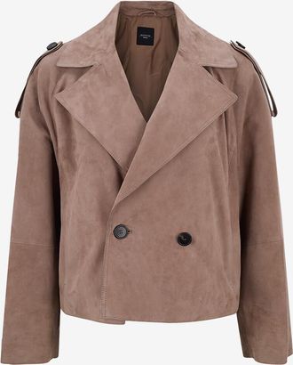 Max Mara Kurze Wildlederjacke mit Schulterklappen Maga