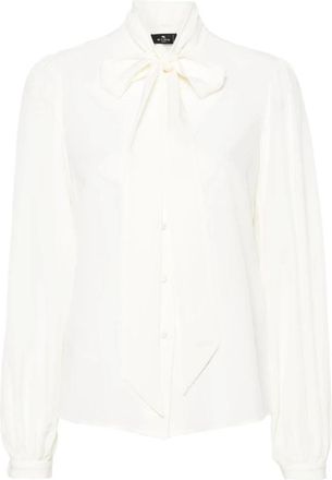 Etro Casual Lange Mouw Witte Zijden Blouse - Dames - Overhemden - Wit - S - Overhemden