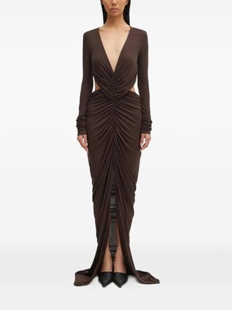 Rick Owens Poppy cut-out V-neck maxi dress - Marrone
