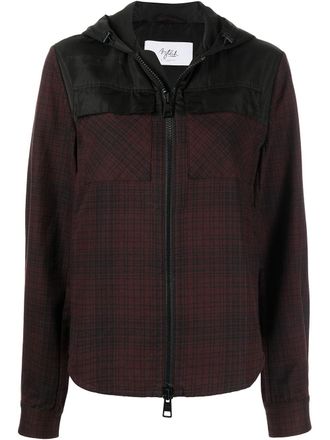 Aztech Mountain check-print zipped hoodie - women - Cotton - 38 - Purple