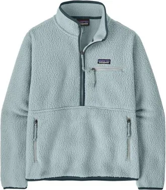 Patagonia Retro Pile Marsupial Hoodie f&uuml;r Damen | grau/t&uuml;rkis