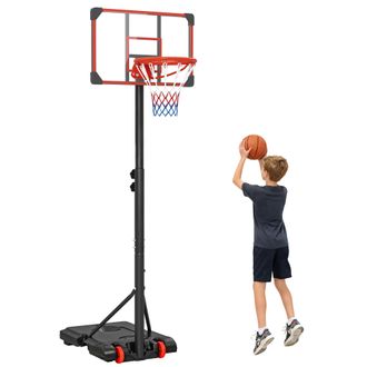 OEM Canasta De Baloncesto Con Altura Ajustable 178-208 Cm Ruedas Y Base Rellenable Para Adolescentes Y Adultos Rojo Y Negro