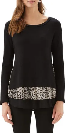 Karen Kane Layered Contrast Sweater in Black at Nordstrom, Size X-Large