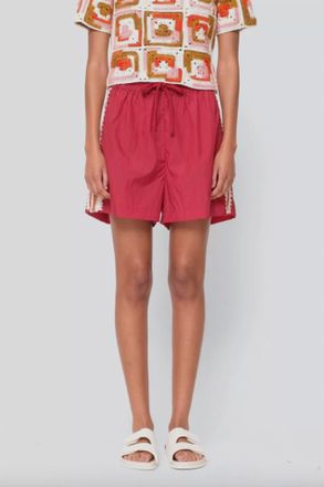 Sea New York Avery Crochet Edge Shorts In Red