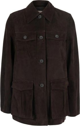 Semicouture Penny Jacket - Dames - Leren en Su&egrave;de Jassen - Bruin - M - Leer - Jassen