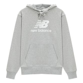 New Balance Stacked Logo French Terry Hoodie Asia Sizing Athletic Grey AMT31537-AG
