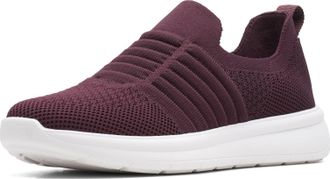 Clarks Womens Ezera Walk Sneaker, Burgundy Knit, 3.5 UK