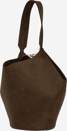 Khaite Womens Small Lotus Suede Leather Bag Brown Calfskin Shoulder