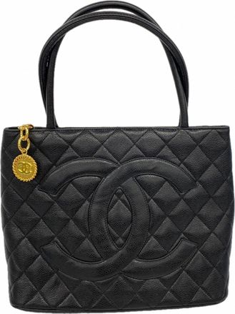 Chanel Black Grained Calfskin Tote Bag (Pre-Owned)