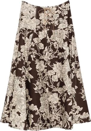 Lavi Gonna midi con stampa floreale e allacciatura - - Skirts - Donna - Marrone - M