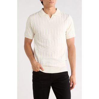Tom Baine Johnny Collar Knit Polo Sweater in White at Nordstrom Rack, Size Xx-Large