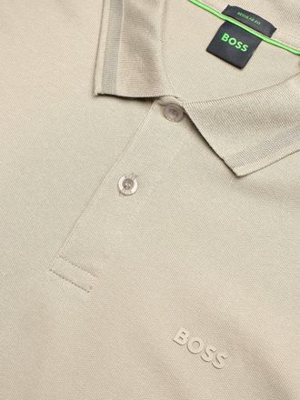 HUGO BOSS Mens Polo Shirt Light Beige Cotton T-shirts And Polos